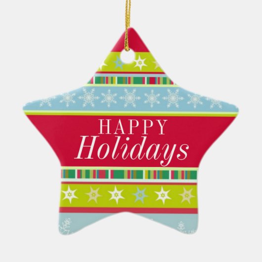 prettige feestdagen kleurrijk voeg je fotoversieri keramisch ornament (Voorkant)