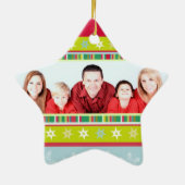 prettige feestdagen kleurrijk voeg je fotoversieri keramisch ornament (Achterkant)