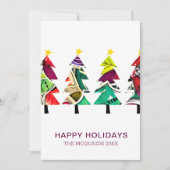 Prettige feestdagen Kleurrijke Boho kerstbomen Feestdagenkaart (Voorkant)