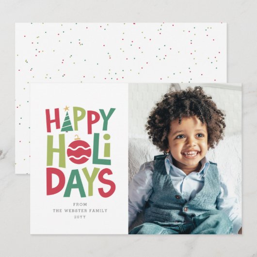 prettige feestdagen kleurrijke fotokaart feestdagenkaart (Voorkant / Achterkant)