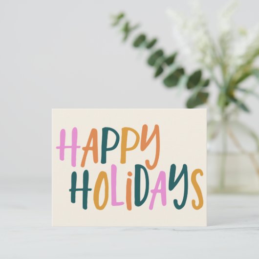Prettige feestdagen Kleurrijke Hand Lettered (Staand voorkant)