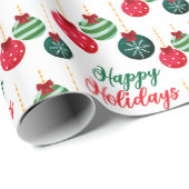 Prettige feestdagen Kleurrijke kerstballen Cadeaupapier (Rol Hoek)