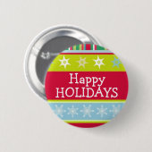 prettige feestdagen kleurrijke kerstknop/badge ronde button 5,7 cm (Voorkant /achterkant)