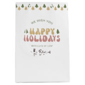 Prettige feestdagen Kleurrijke Retro Fun Naam Medium Cadeauzakje (Voorkant)