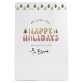 Prettige feestdagen Kleurrijke Retro Fun Naam Medium Cadeauzakje (Achterkant)