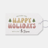 Prettige feestdagen Kleurrijke Retro Nostalgie Ker Cadeaulabel (Voorkant (Horizontaal))