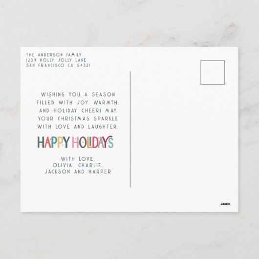 Prettige feestdagen Kleurrijke Schattigee Retro St (Achterkant)