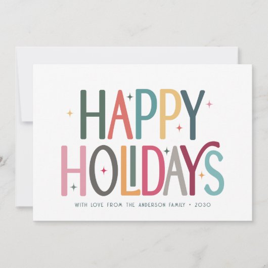 Prettige feestdagen Kleurrijke Schattigee retro st Feestdagenkaart (Voorkant)