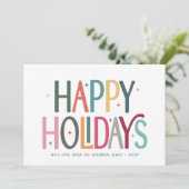 Prettige feestdagen Kleurrijke Schattigee retro st Feestdagenkaart (Staand voorkant)