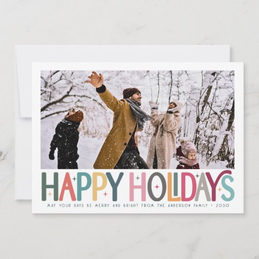 Prettige feestdagen Kleurrijke Schattigee Retro St Feestdagenkaart (Voorkant)