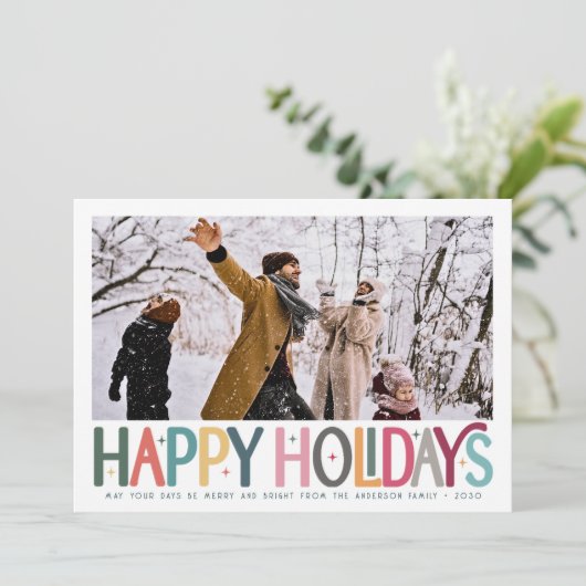 Prettige feestdagen Kleurrijke Schattigee Retro St Feestdagenkaart (Staand voorkant)