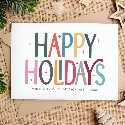 Prettige feestdagen Kleurrijke Schattigee retro st Feestdagenkaart