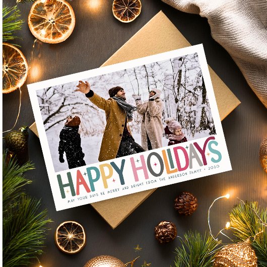 Prettige feestdagen Kleurrijke Schattigee Retro St Feestdagenkaart