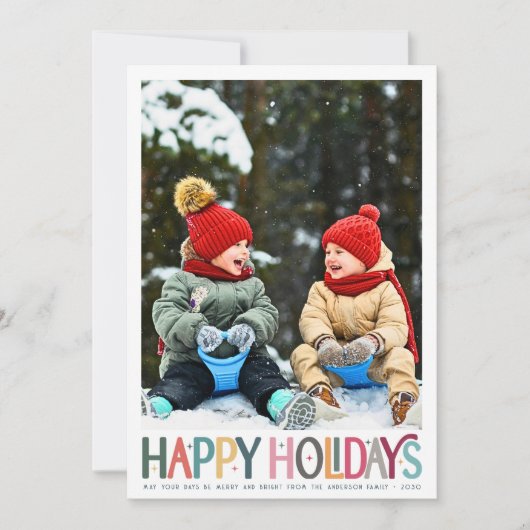 Prettige feestdagen Kleurrijke Schattigee Retro St Feestdagenkaart (Voorkant)