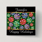 prettige feestdagen kleurrijke versieringen person vierkante button 5,1 cm (Voorkant)