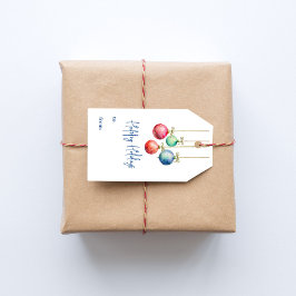 Prettige feestdagen Kleurrijke Waterverf Ornamente Cadeaulabel