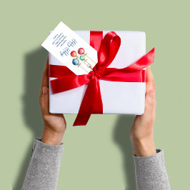 Prettige feestdagen Kleurrijke Waterverf Ornamente Cadeaulabel