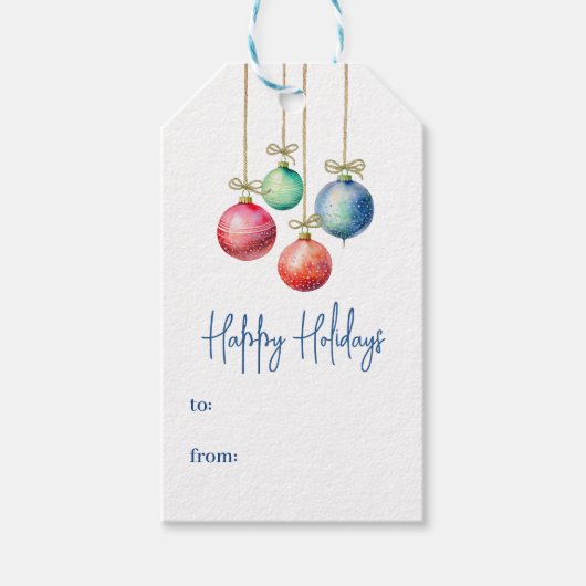 Prettige feestdagen Kleurrijke Waterverf Ornamente Cadeaulabel (Voorkant)