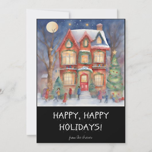 Prettige feestdagen Kleurrijke Winter Shopping Sce Feestdagenkaart (Voorkant)