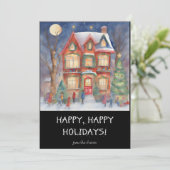 Prettige feestdagen Kleurrijke Winter Shopping Sce Feestdagenkaart (Staand voorkant)