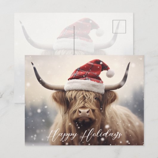 Prettige feestdagen Koe in een Santa Hat Budget (Voorkant / Achterkant)