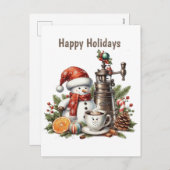 Prettige feestdagen koffiesneeuwman (Voorkant / Achterkant)