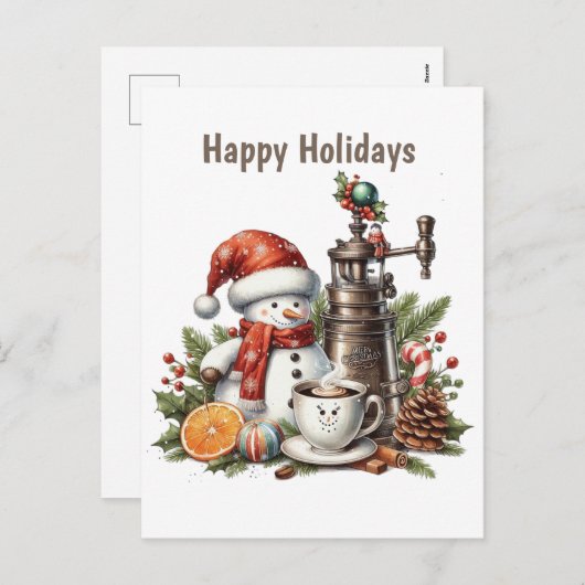 Prettige feestdagen koffiesneeuwman (Voorkant / Achterkant)