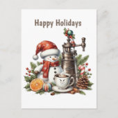 Prettige feestdagen koffiesneeuwman (Voorkant)