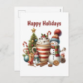 Prettige feestdagen koffiesneeuwman (Voorkant / Achterkant)