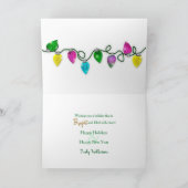 prettige feestdagen, Koord met heldere kerstlichte Kaart (Binnen)