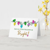 prettige feestdagen, Koord met heldere kerstlichte Kaart (Gele Bloem)