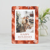 Prettige feestdagen Koper? Snowflake Snow Foto Feestdagenkaart (Staand voorkant)