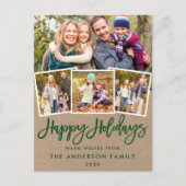 Prettige feestdagen Kraft Green Brush Script Briefkaart (Voorkant)