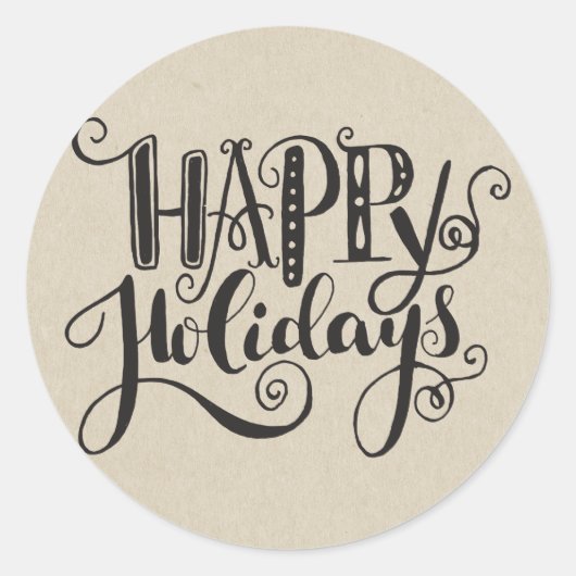 Prettige feestdagen Kraft Holiday Christmas Tree Ronde Sticker (Voorkant)