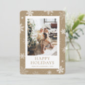 Prettige feestdagen Kraft Paper Snowflake Snow Fot Feestdagenkaart (Staand voorkant)