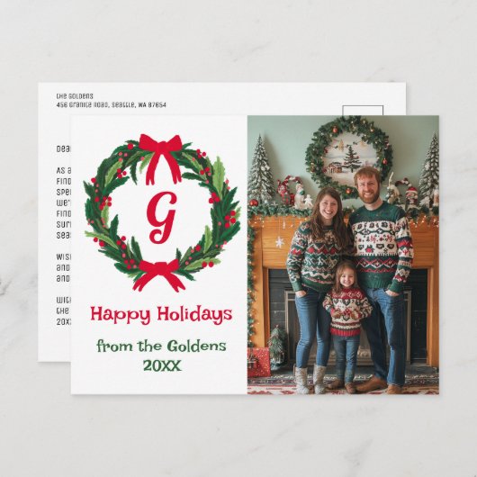 Prettige feestdagen Krans CUSTOM FOTO KERST (Voorkant / Achterkant)