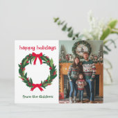 Prettige feestdagen Krans CUSTOM FOTO KERST Feestdagenkaart (Staand voorkant)