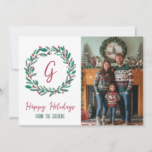 Prettige feestdagen Krans CUSTOM FOTO KERST Feestdagenkaart (Voorkant)