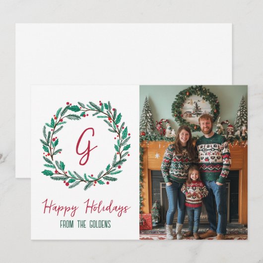 Prettige feestdagen Krans CUSTOM FOTO KERST Feestdagenkaart (Voorkant / Achterkant)