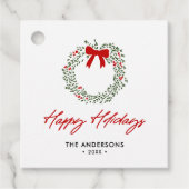 Prettige feestdagen Krans Gepersonaliseerde Gift L Bedankjes Labels (Voorkant)