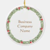Prettige feestdagen Krans groen bessen bedrijf Keramisch Ornament (Achterkant)