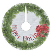 Prettige feestdagen Krans met rode strik op berk Kerstboom Rok (Voorkant)