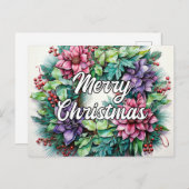 Prettige feestdagen Krans | Vrolijk kerstfeest Briefkaart (Voorkant / Achterkant)