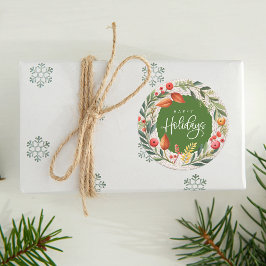 Prettige feestdagen Krans Waterverf Ronde Sticker