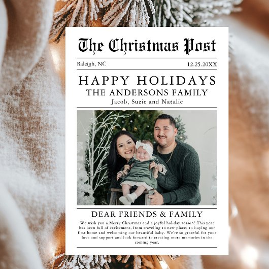  Prettige feestdagen? krant Familiefoto Feestdagenkaart