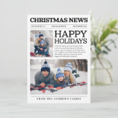 Prettige feestdagen Kranten Wat een jaar Kerst Feestdagenkaart (Staand voorkant)