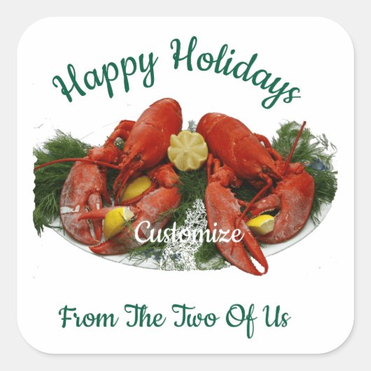 Prettige feestdagen Kreeft Dinner Thunder_Cove Vierkante Sticker (Voorkant)