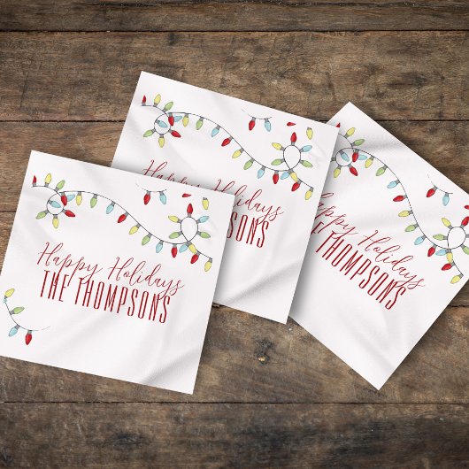 prettige feestdagen Kute Colorful String Lights Servet