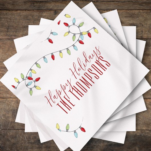 prettige feestdagen Kute Colorful String Lights Servet