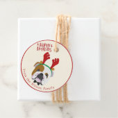 prettige feestdagen - Kute English Bulldog Kerstmi Bedankjes Labels (In situ)